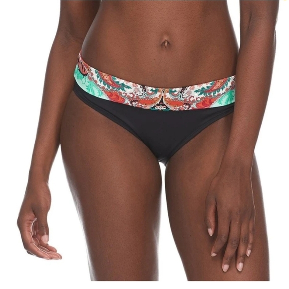 SKYE VIVI BLACK MID WAIST FOLD OVER BIKINI BOTTOM, Medium - Picture 1 of 8